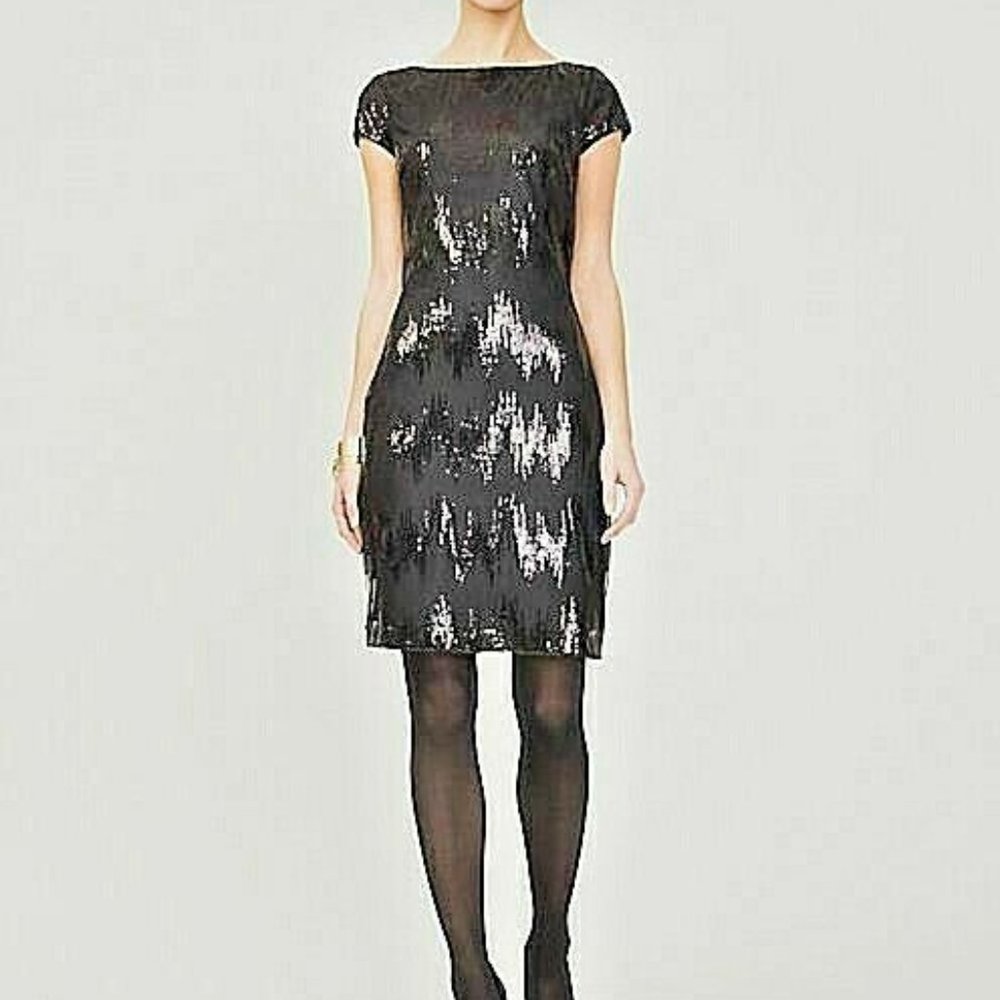 *NEW* Glamorous Cap-Sleeve Sequined Cocktail Shift Dress *Made in Canada* XXS